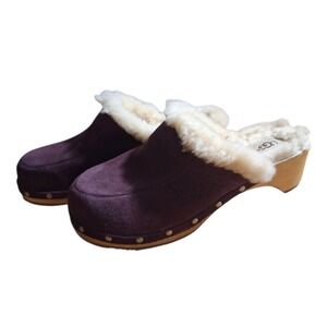 UGG Australia Womens Size 8 Cozy Studded Suede Prep Kalie Shearling Chunky Clogs